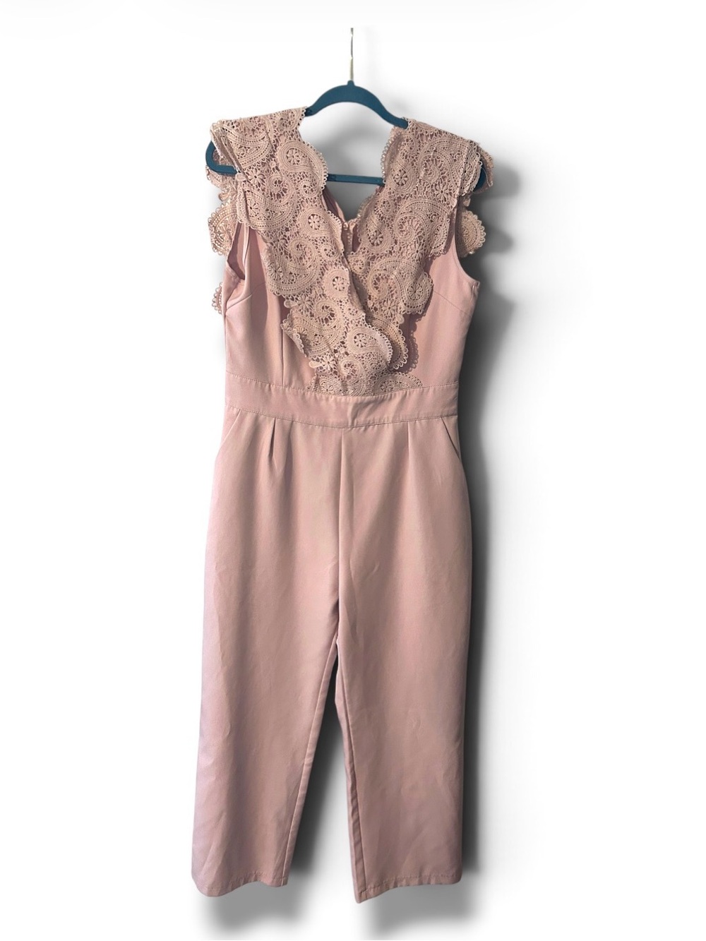 SHEIN Blush Pink Lace-Trim jumpsuit